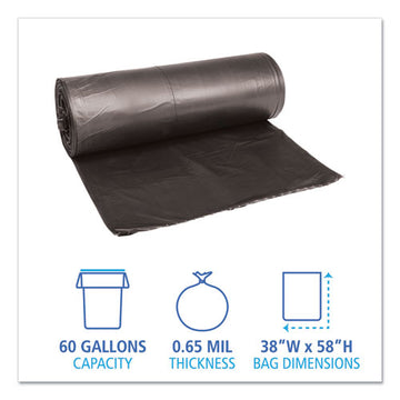 Boardwalk® Low-density Waste Can Liners, 60 Gal, 0.65 Mil, 38" X 58", Black, 100-carton freeshipping - TVN Wholesale